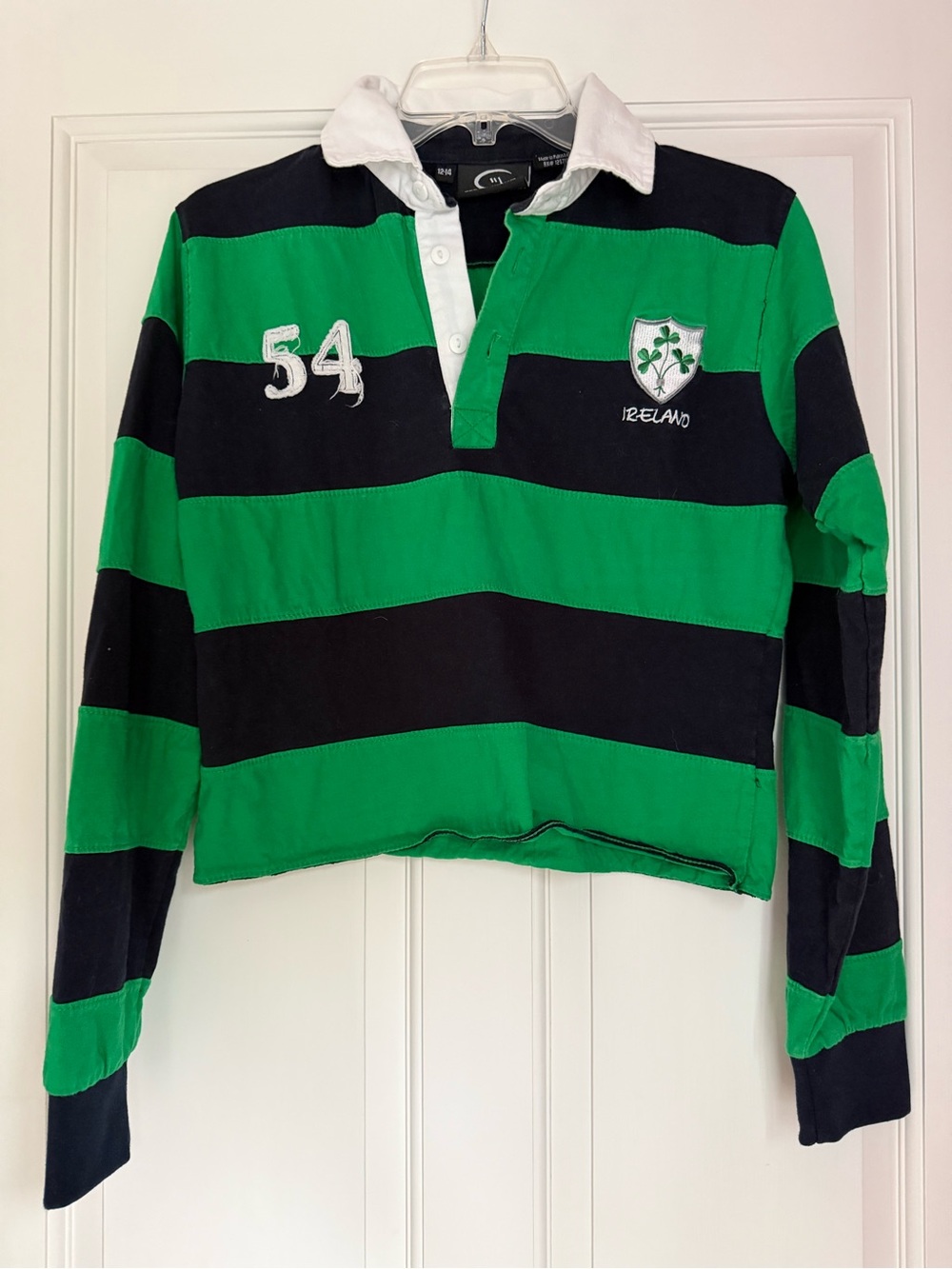 Live for Rugby, Kids Ireland Stripe Rugby Shirt - Green & Blue